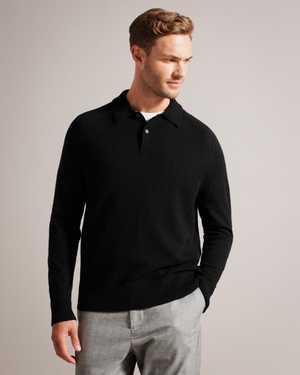 Pull Ted Baker Cashmere Polo Neck Noir Homme | YAV-30678180